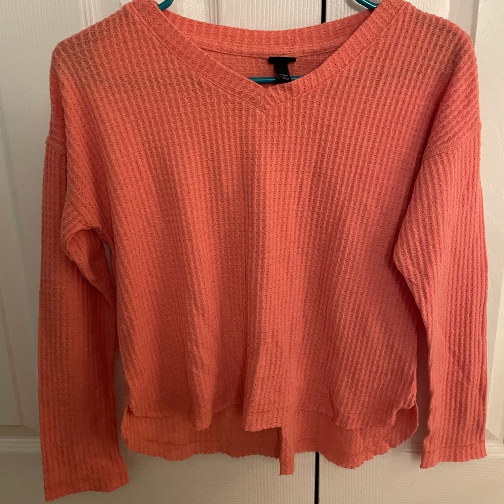 Coral Waffle Knit Target Sweater